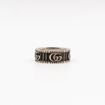 Double G Logo Ring Silver