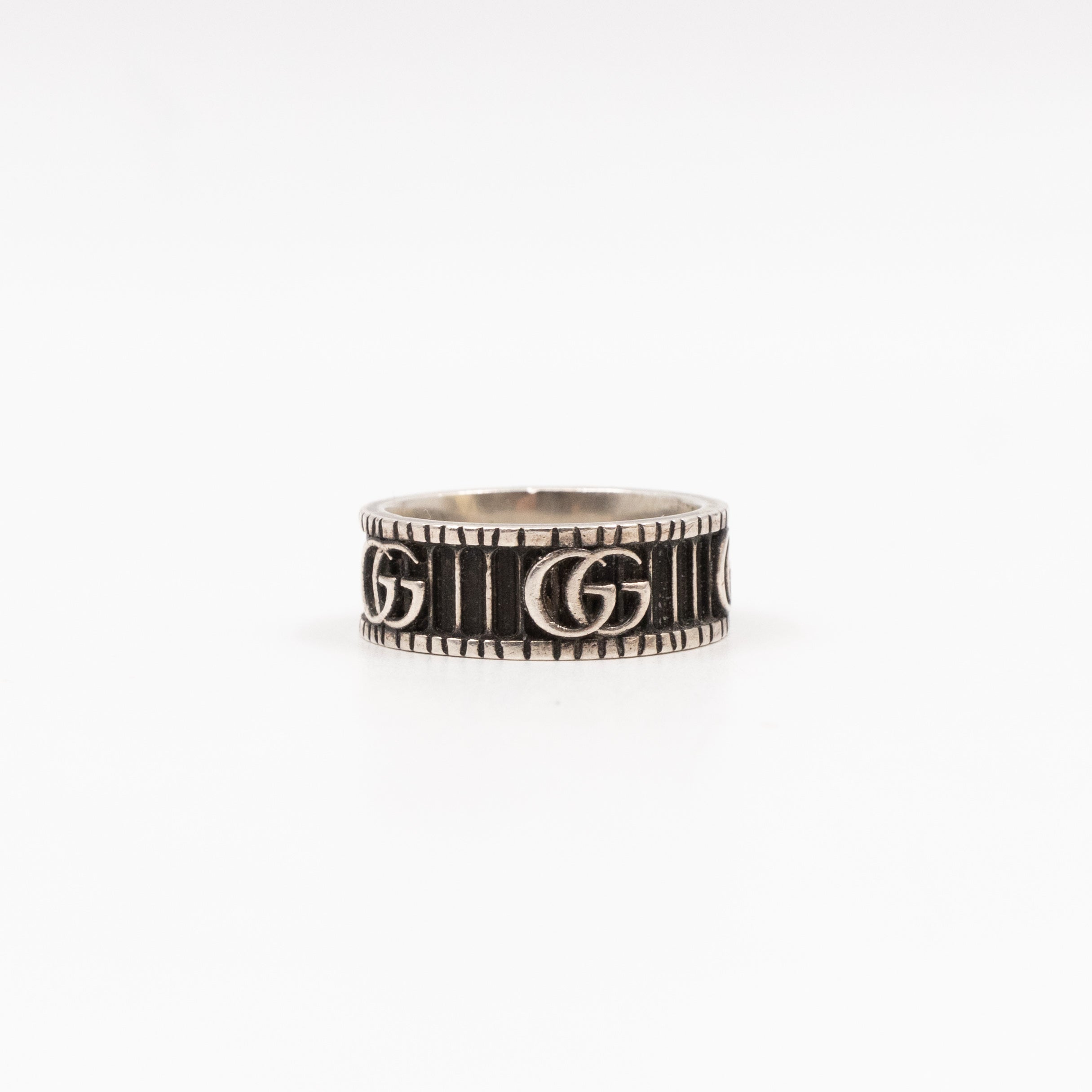 Double G Logo Ring Silver