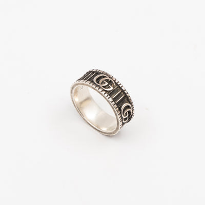 Double G Logo Ring Silver