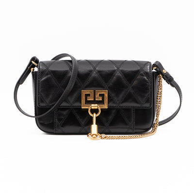 Mini Quilted Pocket Bag Black Leather