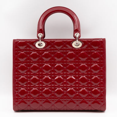 Lady Dior Large Dark Red Patent Leather
