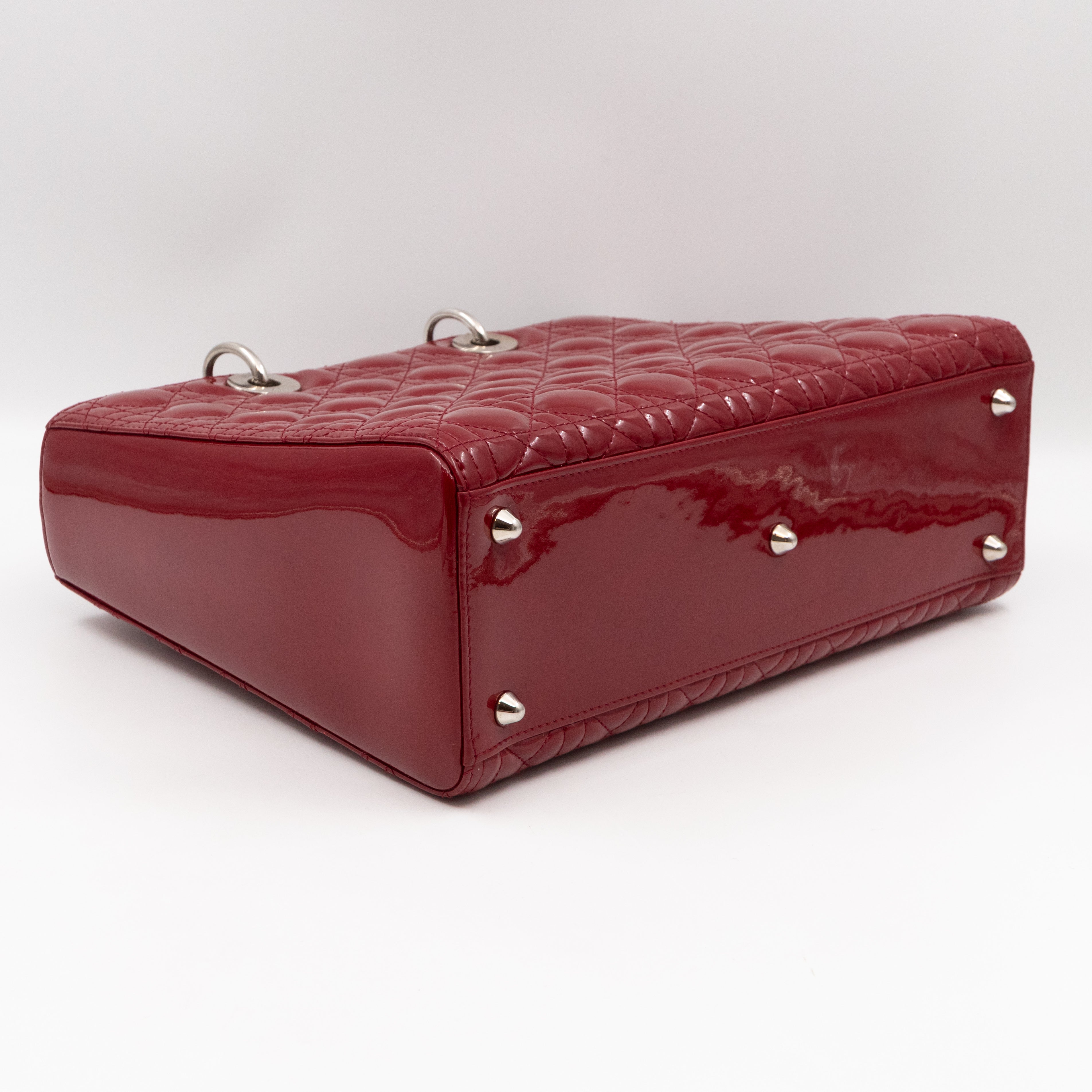 Lady Dior Large Dark Red Patent Leather