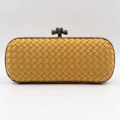 Knot Clutch Long Gold Satin Intrecciato Python Edge