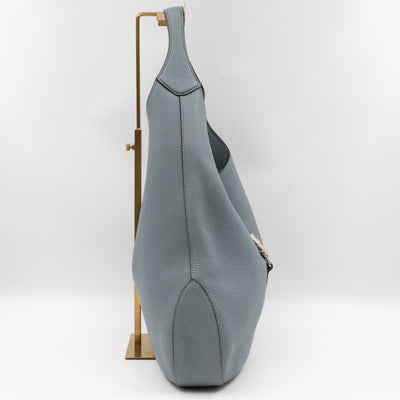 Jackie Large Hobo Bag Smoke Blue Leather