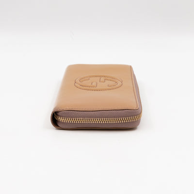 Soho Long Zip Around Wallet Beige Patent Leather