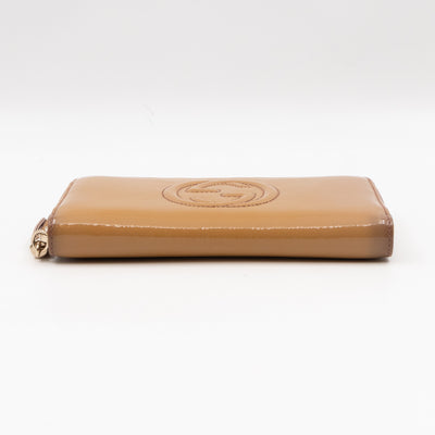 Soho Long Zip Around Wallet Beige Patent Leather