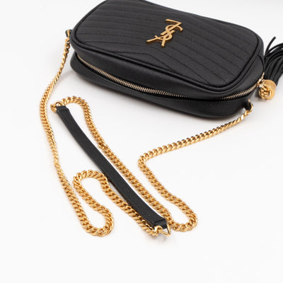 Lou Mini Camera Bag Black Grained Leather