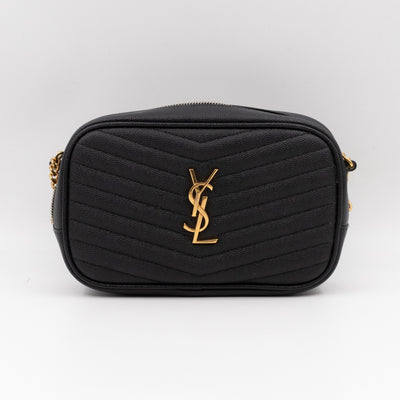 Lou Mini Camera Bag Black Grained Leather