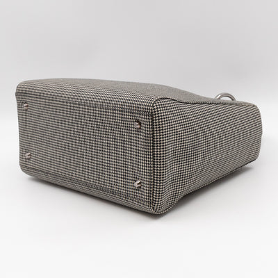 Lady Dior Medium Houndstooth Black White Canvas