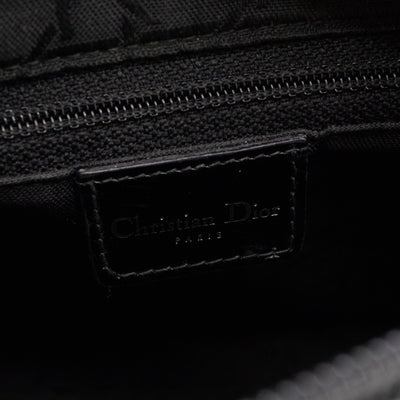 Lady Dior Medium Houndstooth Black White Canvas