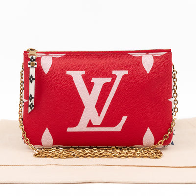 Double Zip Pochette Monogram Giant Red
