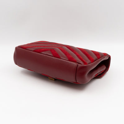 College Medium Chevron Quilted Red Suede Leather