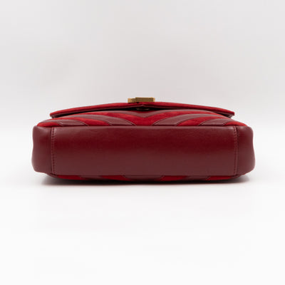 College Medium Chevron Quilted Red Suede Leather