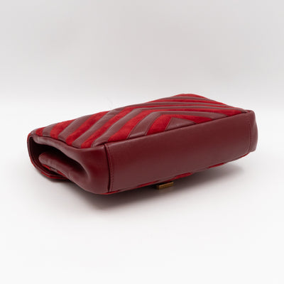 College Medium Chevron Quilted Red Suede Leather