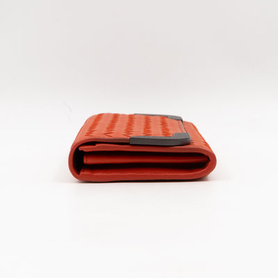 Continental Wallet Metal Edge Orange Intrecciato Leather
