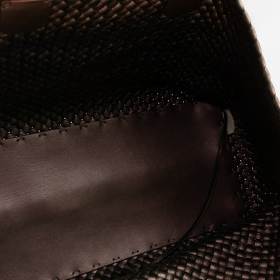 Large Cabat Tote Iridescent Scarabee Green & Bronze Intrecciato Leather