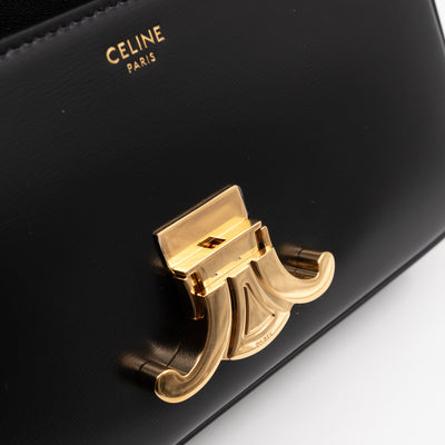 Claude Shoulder Bag Shiny Black Calfskin Leather