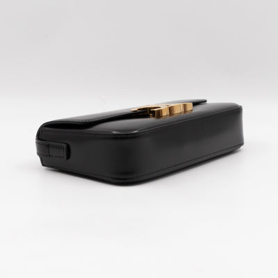 Claude Shoulder Bag Shiny Black Calfskin Leather
