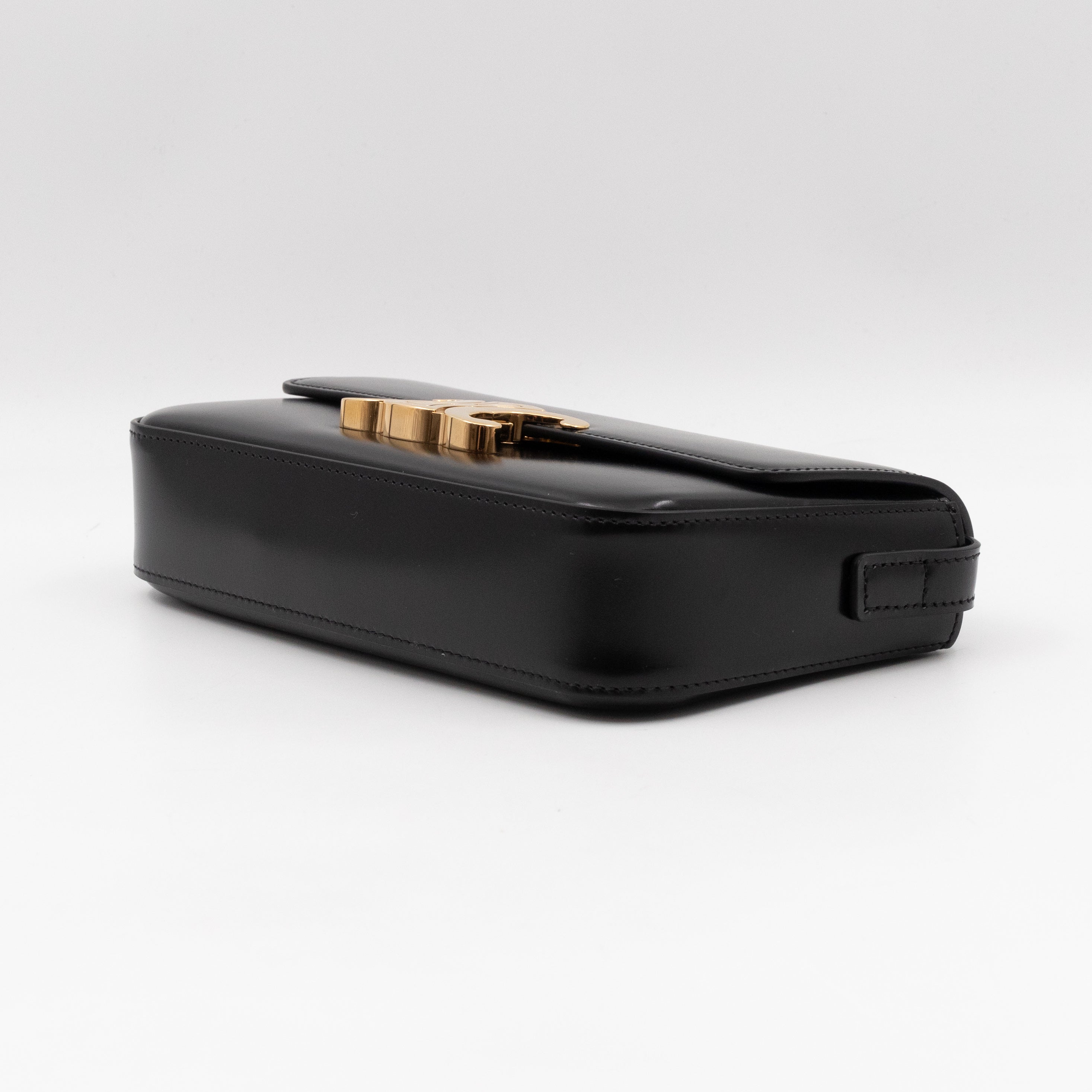 Claude Shoulder Bag Shiny Black Calfskin Leather