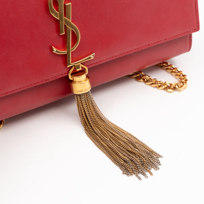Kate Medium Tassel Red Leather