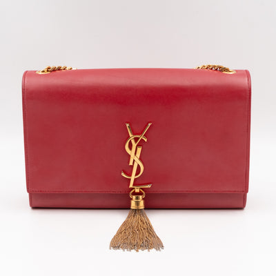 Kate Medium Tassel Red Leather