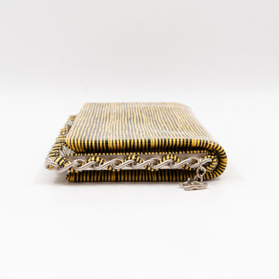 Long Frame Clutch Yellow Striped Patent Leather