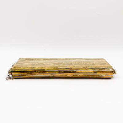 Long Frame Clutch Yellow Striped Patent Leather