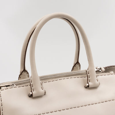 Galleria Hand Stitch Double Zip White Leather