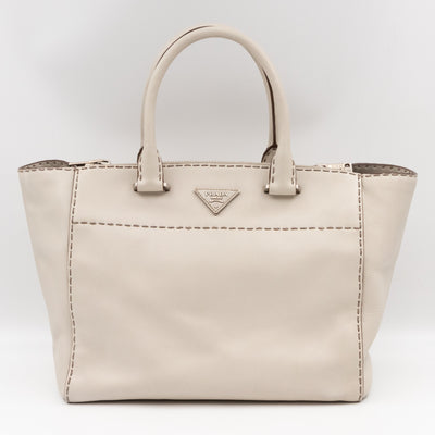 Galleria Hand Stitch Double Zip White Leather