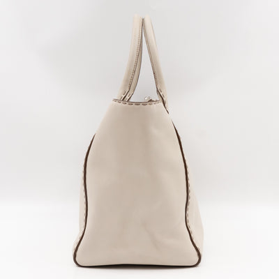 Galleria Hand Stitch Double Zip White Leather
