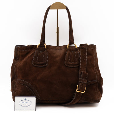 Bowling Bag Brown Suede Leather