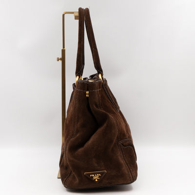 Bowling Bag Brown Suede Leather