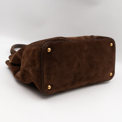 Bowling Bag Brown Suede Leather