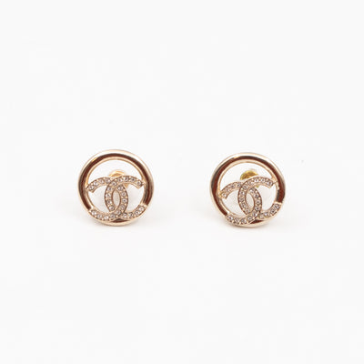 Light Gold Circle CC with Crystals Earrings