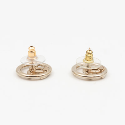 Light Gold Circle CC with Crystals Earrings