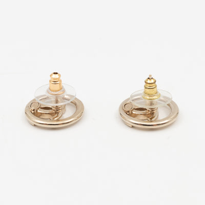 Light Gold Circle CC with Crystals Earrings