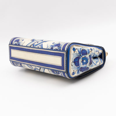 Miss Sicily Mini Blue Majolica Print Dauphine Leather
