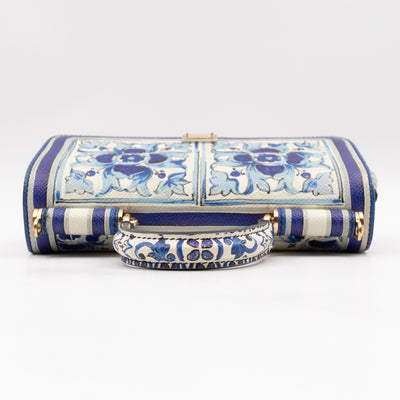 Miss Sicily Mini Blue Majolica Print Dauphine Leather