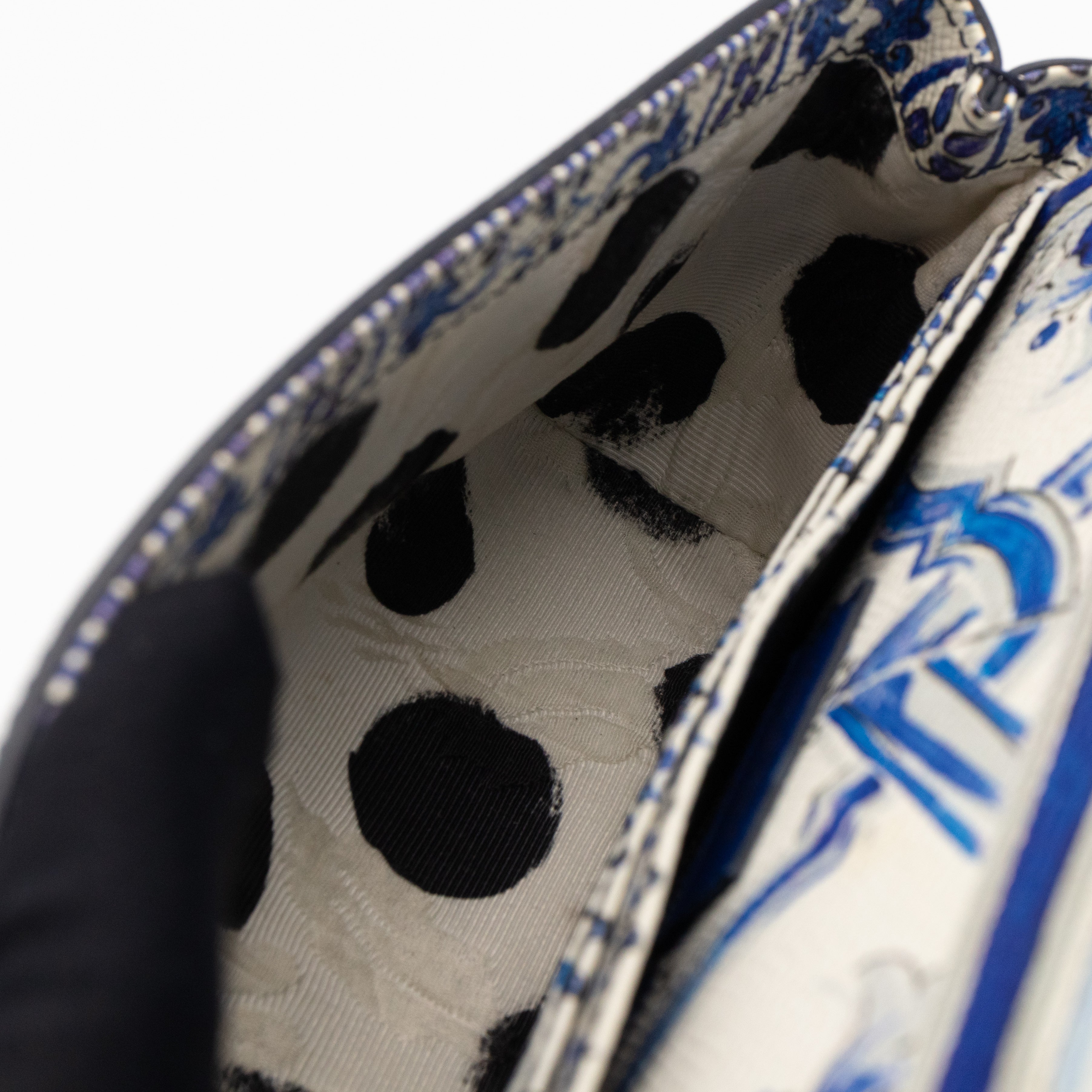 Miss Sicily Mini Blue Majolica Print Dauphine Leather