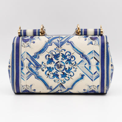 Miss Sicily Mini Blue Majolica Print Dauphine Leather