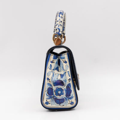 Miss Sicily Mini Blue Majolica Print Dauphine Leather