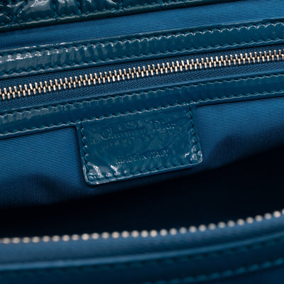 Medium Soft Shopping Tote Blue Patent Cannage Leather
