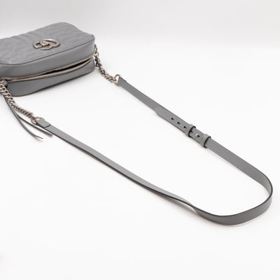 GG Marmont Small Deep Grey Matelasse Aria Leather