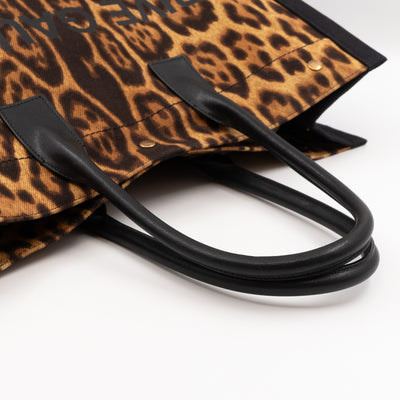 Rive Gauche Noe Tote Leopard Print Canvas