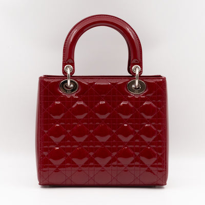 Lady Dior Medium Dark Red Patent Leather