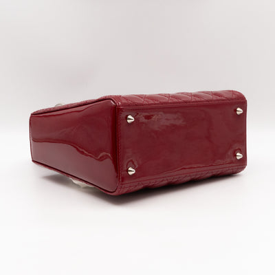 Lady Dior Medium Dark Red Patent Leather