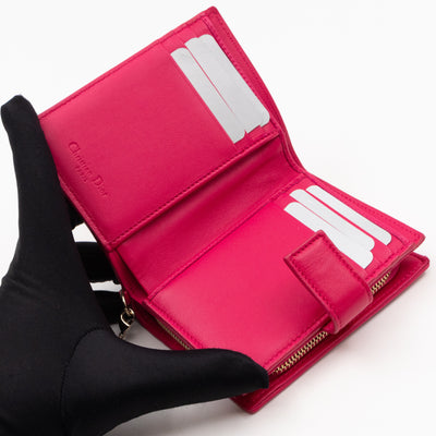 Lady Dior Compact Wallet Pink Cannage Leather