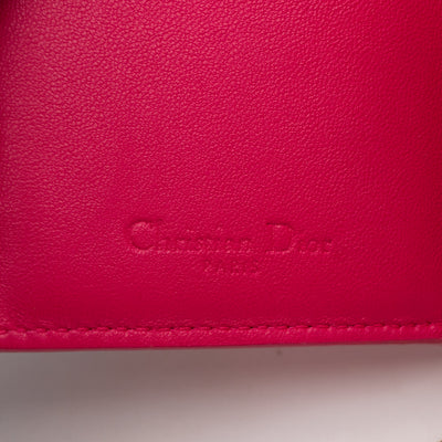 Lady Dior Compact Wallet Pink Cannage Leather