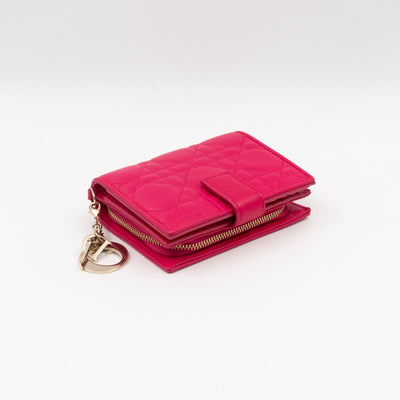 Lady Dior Compact Wallet Pink Cannage Leather