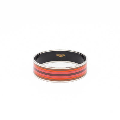 Enamel Printed Wide Nouveau Rocabar Bangle Bracelet Red